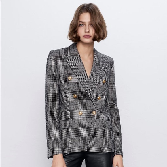 SOLD Zara Plaid Double Breasted Jacket - Picture 1 of 5